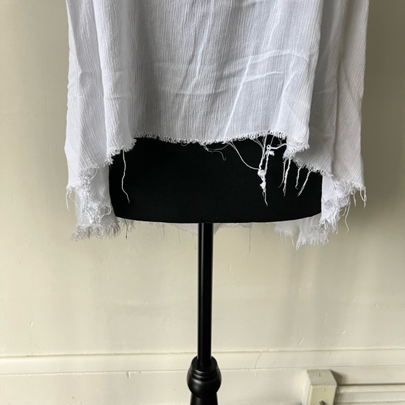 Backless Raw Hem Semi Sheer White Blouse - Picture 4 of 8